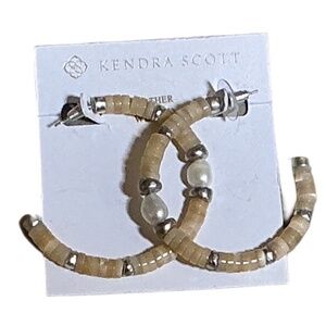 Kendra Scott Hoop Earrings, Lila, Natural Shell, Pearls, Silver Beads, Post Back